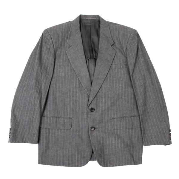 【中古】 コムデ給仕 オムCOMME des GARCONS HOMME 綿織物縞模様2B上衣 薄墨色S【メンズ】