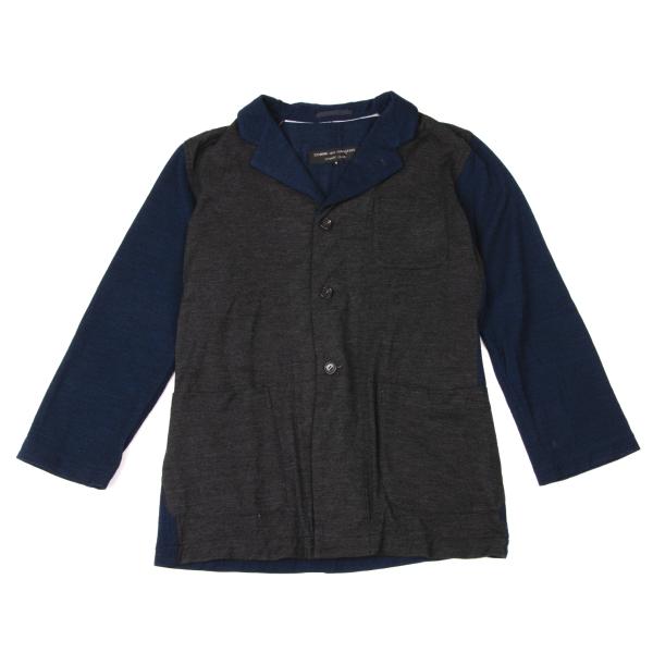 【中古】 コムデ給仕 オムプリュスCOMME des GARCONS HOMME PLUS バイカラーウールニットジャケット 薄墨色青M【メンズ】