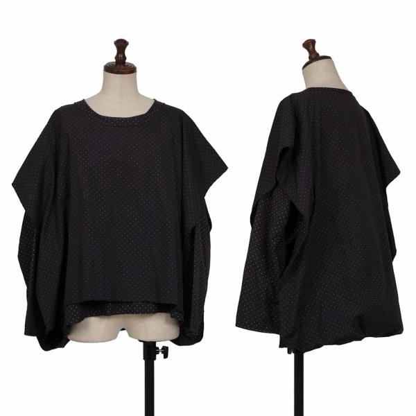 【中古】 コムデギャルソンCOMME des GARCONS ドットプリントバックロング裾ホールブラウス 紺M位【レディース】|PLAYFUL
