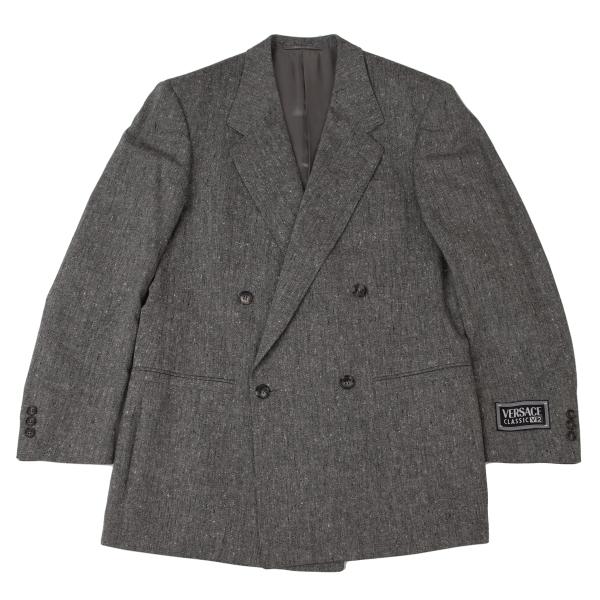 【中古】 ヴェルサーチクラシックVERSACE CLASSIC V2 ウールダブルジャケット 薄墨色48【メンズ】