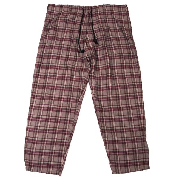 【中古】 ワイズフォーメンY\u0027s for men レーヨンチェックドロストワイドパンツ 紫M位【メンズ】 ズボン・パンツ-メンズファッション