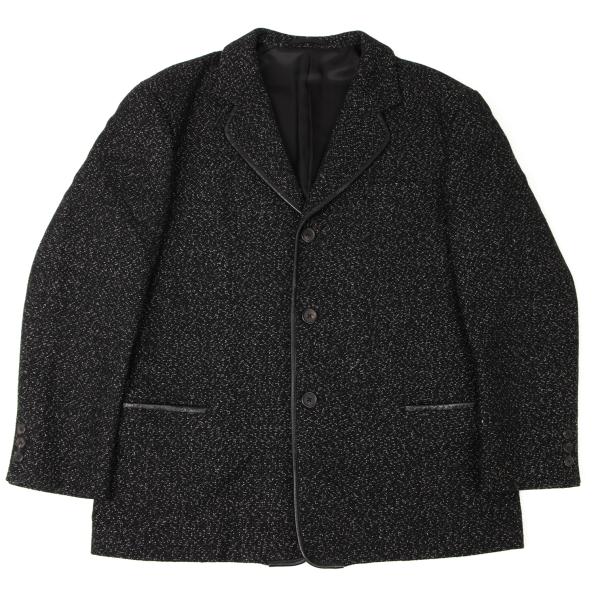 【中古】 ワイズフォーメンY's for men ウールレザーパイピング3Bジャケット 黒白M【メンズ】|PLAYFUL