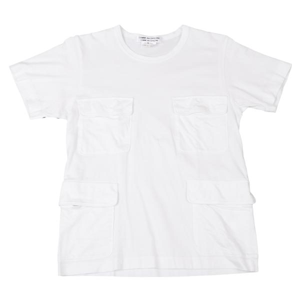 【中古】 コムコム コムデギャルソンCOMME des GARCONS コットン四つポケットデザインTシャツ 白S【レディース】｜PLAYFUL