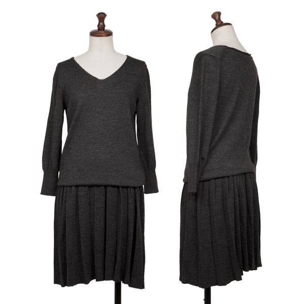 【中古】 ジュンヤワタナベ コムデギャルソンJUNYA WATANABE COMME des GARCONS リブウエストニットワンピース チャコールS位【レディース】｜PLAYFUL