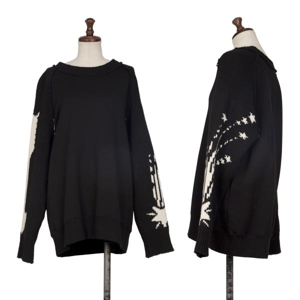 【中古】 タケシコウサカバイ ワイズ サクラ色付け札TAKESHI KOSAKA by Y\u0027s Pink Label 綿織物うつり変わりニットスリーブスウェット 黒2【レディース】
