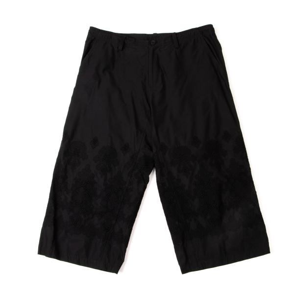 【中古】 ワイズ Y\u0027s 綿織物刺しゅうデザインワイドパンツ 黒2【レディース】