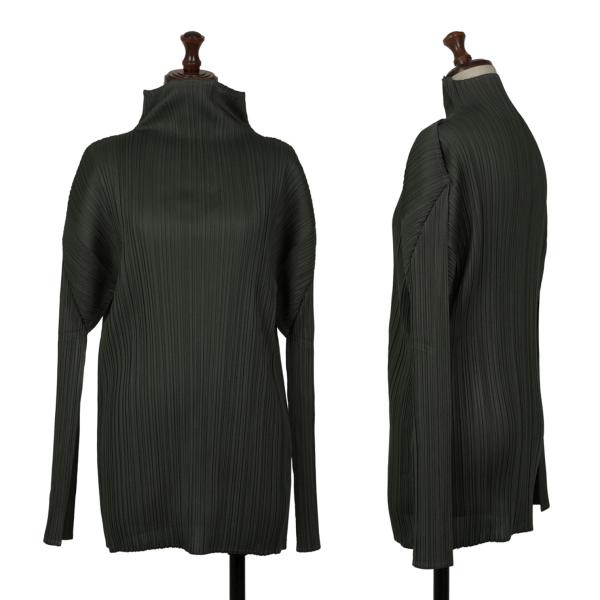 【中古】 イッセイミヤケISSEY MIYAKE プリーツハイネックカットソー チャコールL【レディース】｜PLAYFUL 15,194円