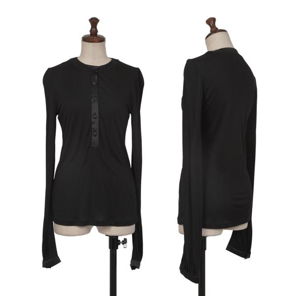 【中古】 ジョルジオ アルマーニGIORGIO ARMANI パイピングヘンリーネックカットソー 黒40【レディース】｜PLAYFUL