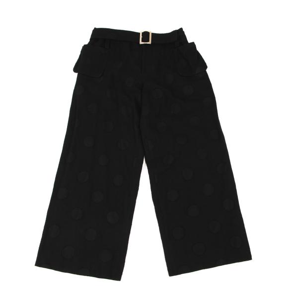 【中古】 ヨウジヤマモト ノアールYohji Yamamoto NOIR ウールドットジャガードベルトパンツ 黒2【レディース】｜PLAYFUL