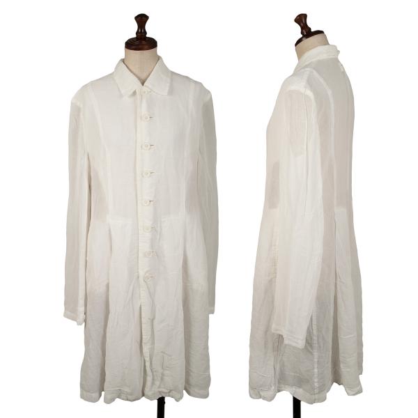 【中古】 ローブドシャンブル コムデギャルソンrobe de chambre COMME des GARCONS シースルーステンカラーコート 白L【レディース】｜PLAYFUL