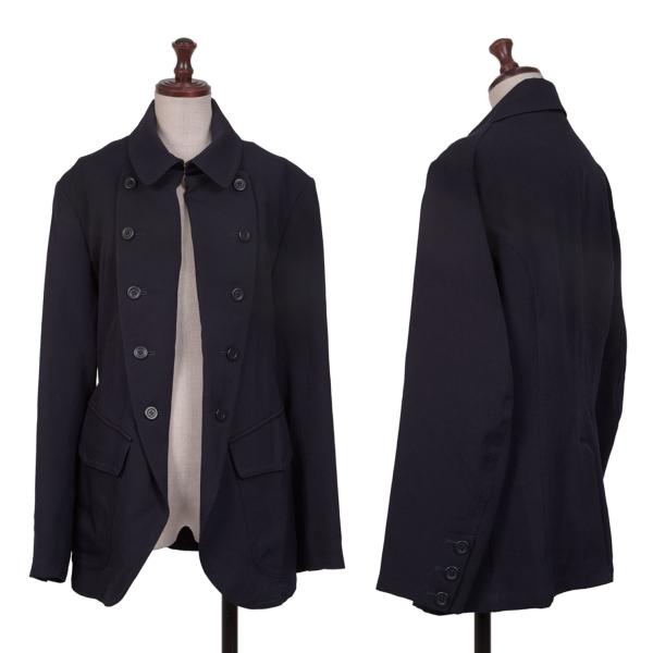 LIMI feu リミフゥ コート 黒 S スナップボタン coat リミフゥLIMI feu ウール縮絨ロングスナップボタンジャケット 黒