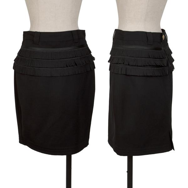 【中古】 ジャンニヴェルサーチGIANNI VERSACE フリンジ装飾台形スカート 黒M位【レディース】|PLAYFUL