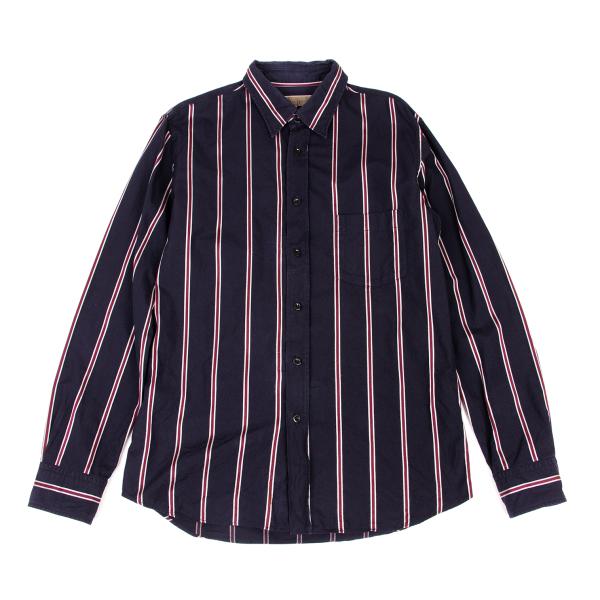 【中古】 ワイズフォーメンY's for men ストライプコットンシャツ 紺ワイングレー4【メンズ】|PLAYFUL