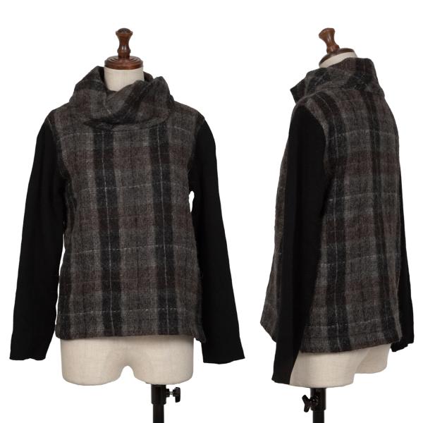 【中古】 トリココムデギャルソンtricot COMME des GARCONS 捩りうつり変わりチェックタートルネックニット 黒茶M位【レディース】 トップス-レディースファッション