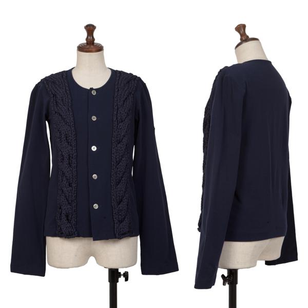 コムデギャルソンCOMME des GARCONS ウールショルダー切替ニットカーディガン 青M位 【レディース】 コムデギャルソンCOMME des GARCONS ウールショルダー切替ニット