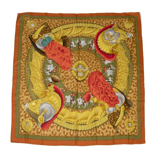 エルメス　HERMES シルクスカーフ 新品 CASQUES PLUMETS エルメス カレ90 CASQUES et PLUMETS 面貌のない兜 シルク100