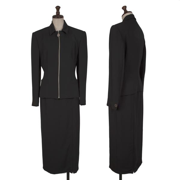 【中古】 ジュニアゴルチエJUNIOR GAULTIER ポリジップデザインセットアップスーツ 黒40【レディース】