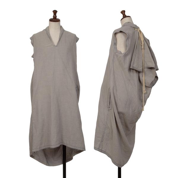 【中古】 ヨウジヤマモト ノアールYohji Yamamoto NOIR コットンドレープストリングデザインチュニック ベージュ青1【レディース】|PLAYFUL