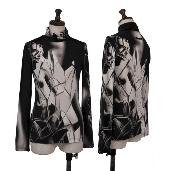 【中古】 ジページェ バイ ジャンポールゴルチエJPG by GAULTIER ミラープリントタートルネックカットソー 黒ライトグレー他40【レディース】｜PLAYFUL