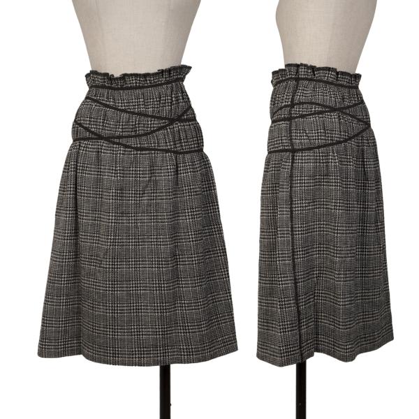 【中古】 トリココムデギャルソンtricot COMME des GARCONS ウエストテーピングハウンドトゥースニットスカート 黒白S位【レディース】｜PLAYFUL