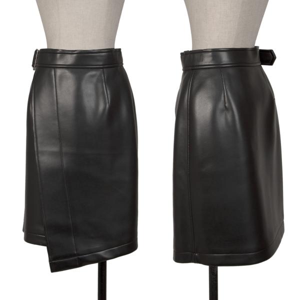 【中古】 コムデギャルソンCOMME des GARCONS シンセティックレザーベルテッドラップスカート 黒M【レディース】｜PLAYFUL