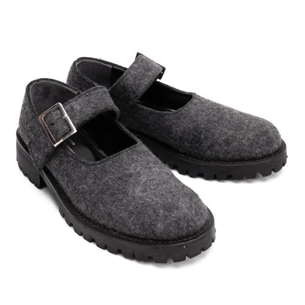 【中古】 トリココムデギャルソンtricot COMME des GARCONS フェルトウールストラップシューズ グレー23【レディース】