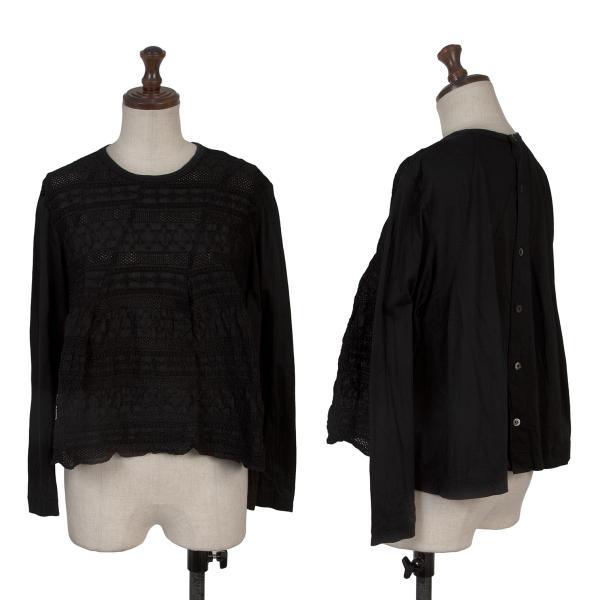 【中古】 トリココムデギャルソンtricot COMME des GARCONS メッシュ間借り人うつり変わりバックボタンカットソー 黒M【レディース】