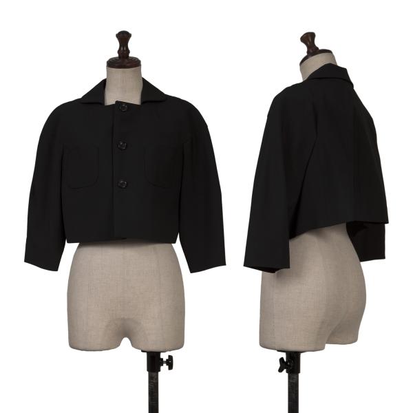 【中古】 コムコム コムデ給仕COMME des GARCONS ウールラウンドカラーショートジャケット 黒XS【レディース】