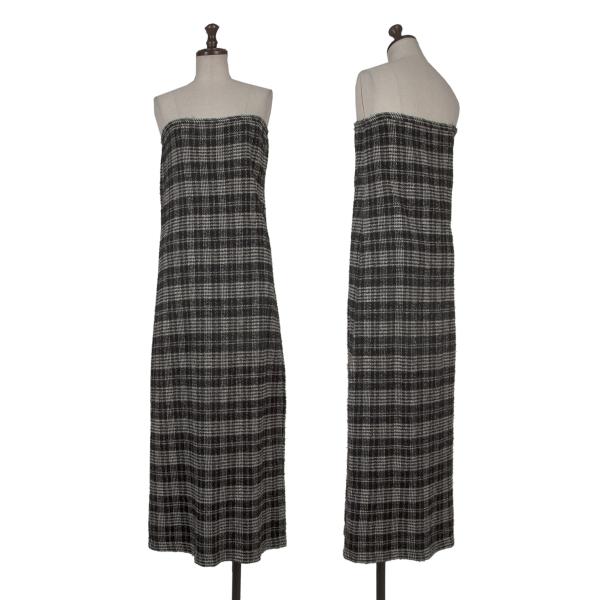 【中古】 コムデ給仕tricot COMME des GARCONS チェックツイードチューブトップワンピース 黒白M位【レディース】