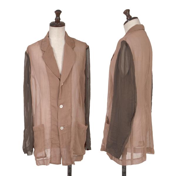 【中古】 コムデ給仕COMME des GARCONS バイカラーワッシャー製作シースルージャケット ベージュ茶M【レディース】