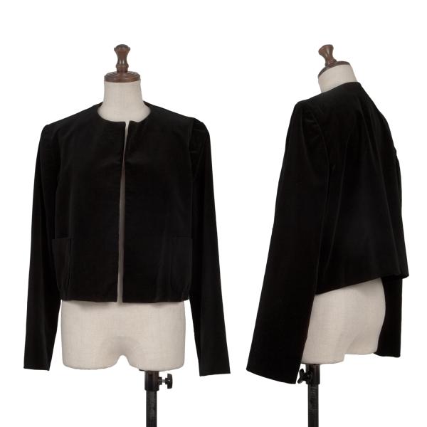 【中古】 コムコム コムデ給仕COMME des GARCONS ベロアノーカラージャケット 黒S【レディース】