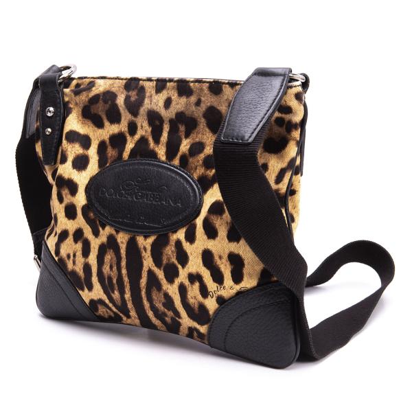 【中古】 ドルチェ&ガッバーナDOLCE&GABBANA レオパード柄レザー切替ショルダーバッグ 黒ベージュ他【レディース】|PLAYFUL