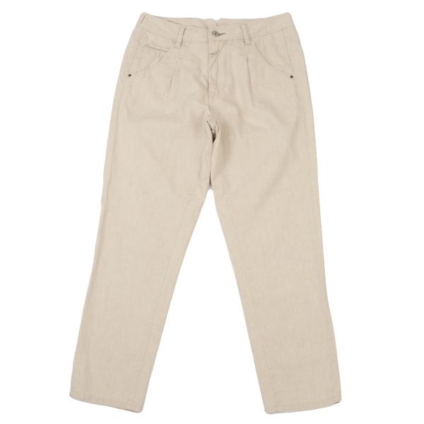 【中古】 ルジャンドゥ マリテフランソワジルボーLE JEAN DE MARITHE FRANCOIS GIRBAUD コットンリネンシンチバックテーパードパンツ 象牙色S【レディース】