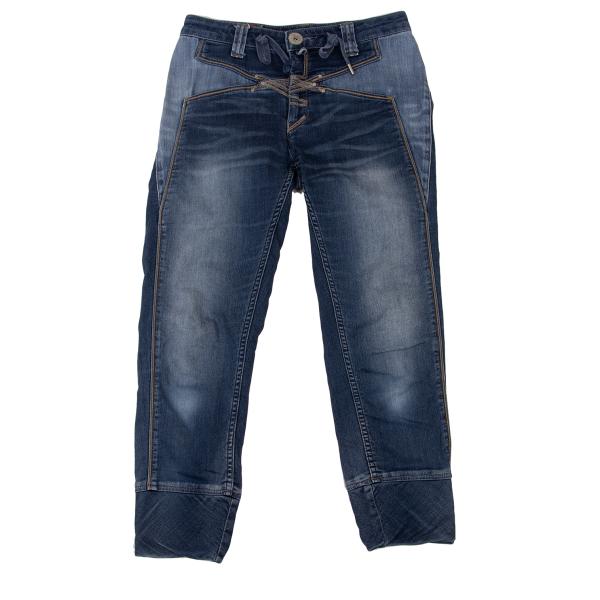 【中古】 カジュアル マリテフランソワジルボーLE CASUAL DE MARITHE FRANCOIS GIRBAUD コットン切替デザインスキニーデニムパンツ ブルーSS【レディース】｜PLAYFUL