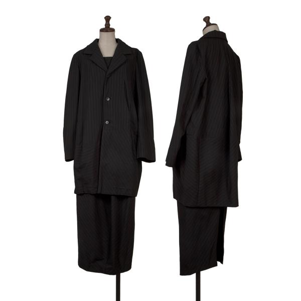 【中古】 コムデ給仕COMME des GARCONS ウールマルチポケットストライプセットアップ 黒白M【レディース】