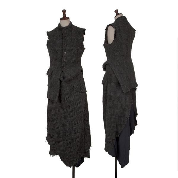 【中古】 コムデ給仕COMME des GARCONS すべり出し縮絨裾セットアップ 薄墨色紺M位/M【レディース】
