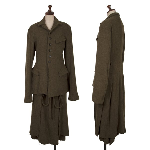 【中古】 コムデ給仕COMME des GARCONS すべり出し縮絨裾セットアップ モカM【レディース】