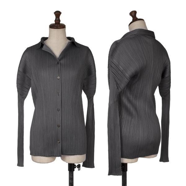 【中古】 プリーツプリーズPLEATS PLEASE プリーツシャツ グレー3【レディース】｜PLAYFUL 21,897円