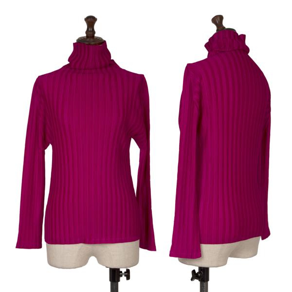 【中古】 筋目プリーズPLEATS PLEASE タートルネック長袖カットソー 紫3【レディース】