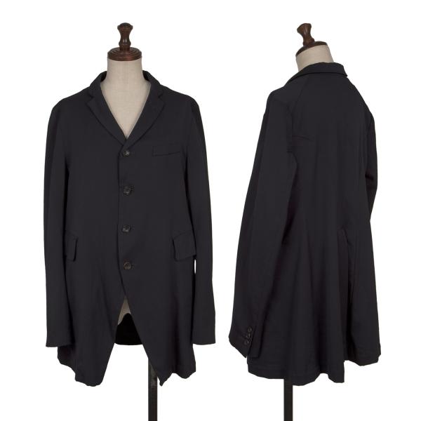 【中古】 コムコム コムデ給仕COMME des GARCONS ウールポリカッタウェイロングジャケット 紺S【レディース】