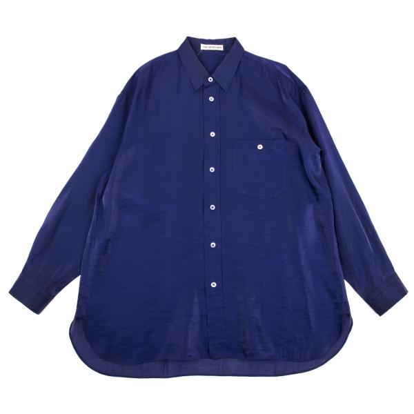 【中古】 イッセイミヤケ メンISSEY MIYAKE MEN レーヨンナイロンシャイニーシャツ 青L【メンズ】