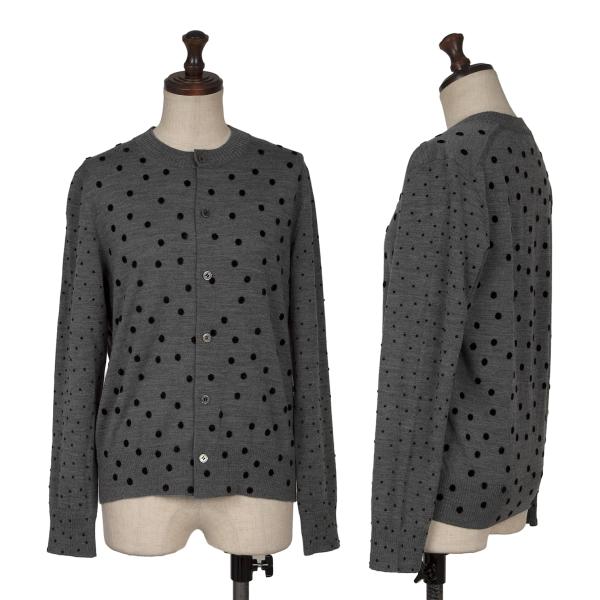 【中古】 トリココムデギャルソンtricot COMME des GARCONS ドットフロッキーウールニットカーディガン グレー黒M【レディース】｜PLAYFUL