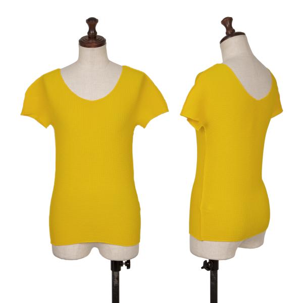 【中古】 イッセイミヤケミーISSEY MIYAKE me 伸ばすこと筋目プルオーバー 黄F【レディース】