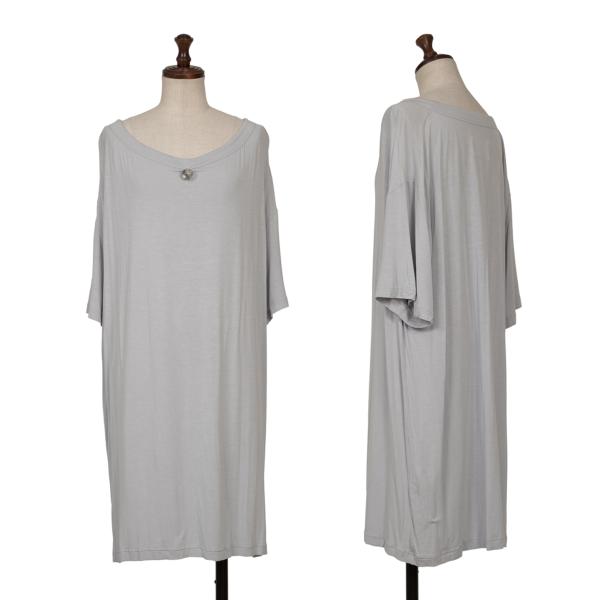 【中古】 メゾンマルタンマルジェラMaison Martin Margiela 1 ネック装飾半袖カットソー ライトグレーM【レディース】|PLAYFUL