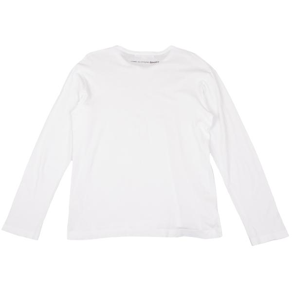 【中古】 コムデ給仕 プルオーバーCOMME des GARCONS SHIRT バックロゴプリントカットソー 白M【メンズ】 Tシャツ・カットソー-メンズファッション-トップス