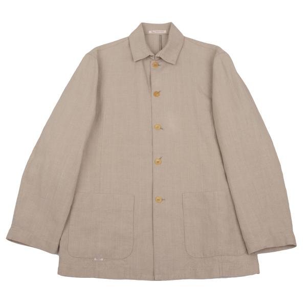 【中古】 パパスPapas リネンコットンワークジャケット ピンクベージュ46S【メンズ】｜PLAYFUL