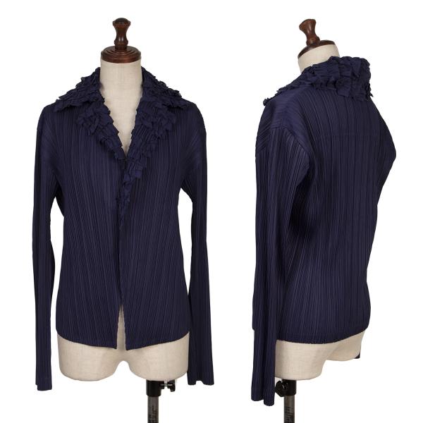【中古】 イッセイミヤケISSEY MIYAKE フリルカラーデザインプリーツ1Bジャケット 紺2【レディース】｜PLAYFUL 29,167円