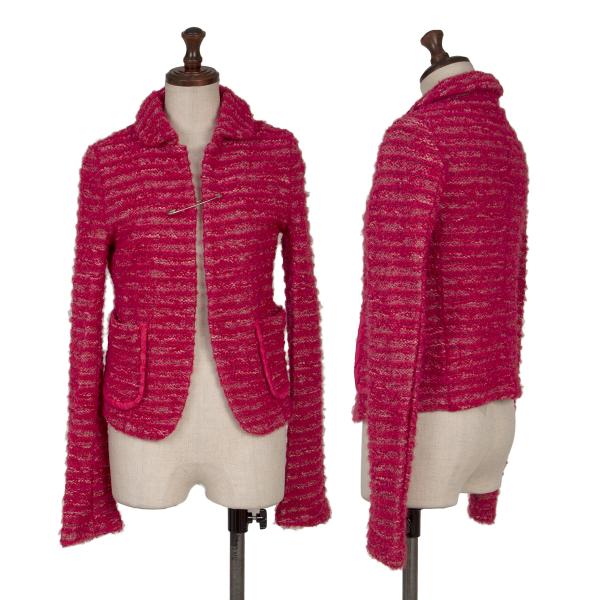 【中古】 トリココムデギャルソンtricot COMME des GARCONS 生産品染めボーダーツイードピン打ちきり上衣 サクラ色M位【レディース】