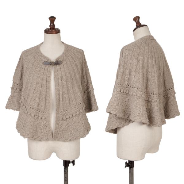 【中古】 ジャンポールゴルチエJean Paul GAULTIER ウールアクリルケーブルニットボレロ グレイッシュベージュ40【レディース】｜PLAYFUL