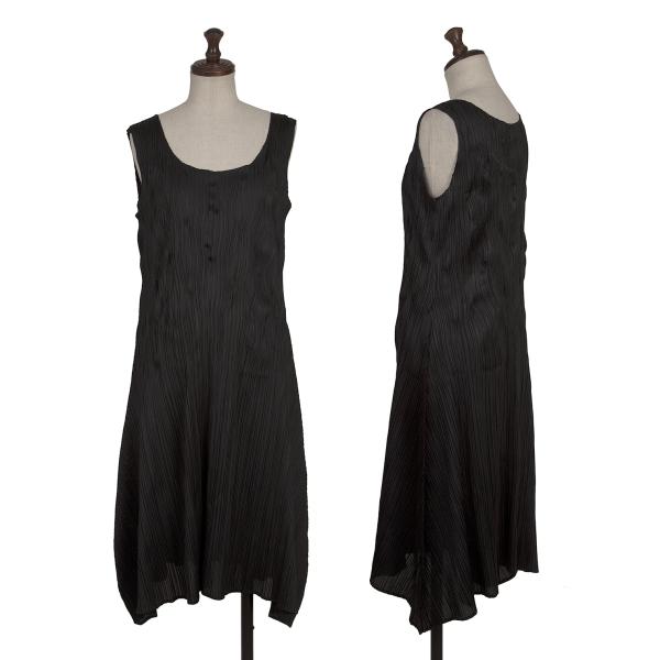 【中古】 筋目プリーズPLEATS PLEASE ツイストプリーツフレアノースリーブワンピース 黒3【レディース】
